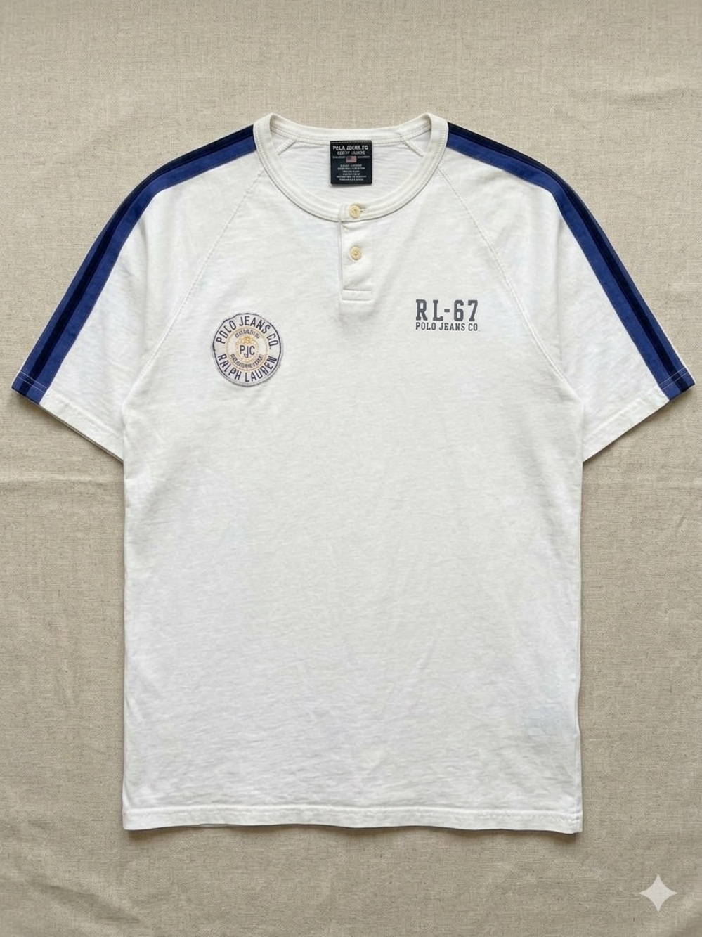 Vintage 90s Polo Jeans Co Ralph Lauren RL-67 Henley Shirt White XL